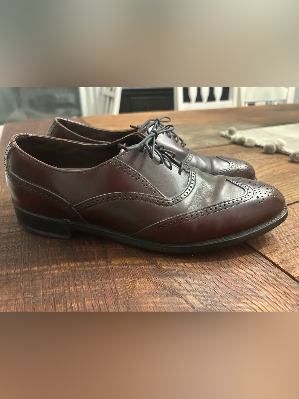 Vintage Dexter Mens 11 Burgundy Leather Wingtip Oxford Dress Shoes USA Made